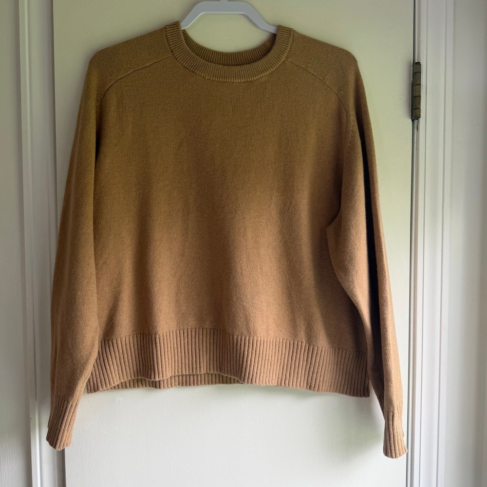 Banana Republic Womens Camel Tan Cotton Wool Blend Crewneck Sweater Large